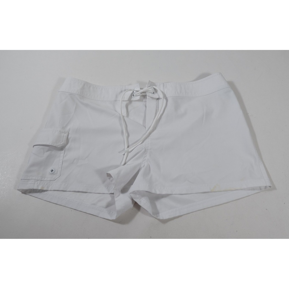 Jag Board Shorts Womens XL White Solid Lace Up Cargo Pocket Swim Shorts Beach